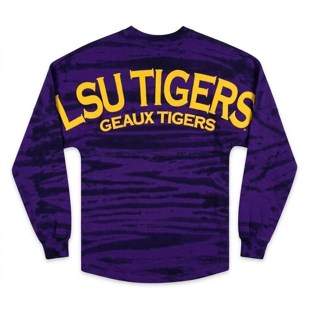 LSU Tigers Spirit Jersey Shirt Small Geaux Tigers Purple Zebra Tie Dye NWT